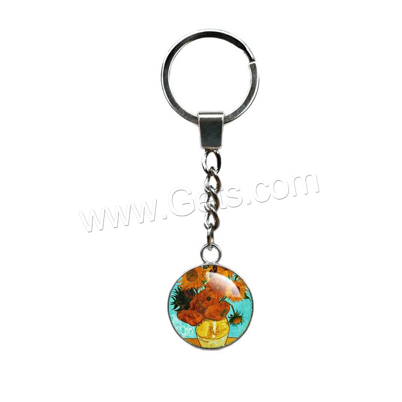 Mode-Zeit-Edelstein Keychain, Glas, poliert, Zeit Edelstein Schmuck & unisex & verschiedene Größen vorhanden & verschiedene Stile für Wahl, 30mm, Länge:ca. 3.9 ZollInch, verkauft von Strang