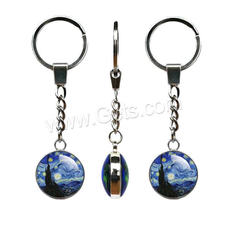 Mode-Zeit-Edelstein Keychain, Glas, poliert, Zeit Edelstein Schmuck & unisex & verschiedene Größen vorhanden & verschiedene Stile für Wahl, 30mm, Länge:ca. 3.9 ZollInch, verkauft von Strang