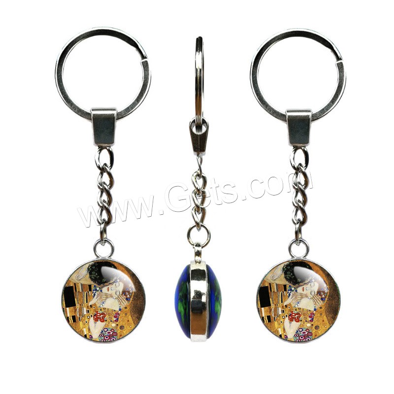 Mode-Zeit-Edelstein Keychain, Glas, poliert, Zeit Edelstein Schmuck & unisex & verschiedene Größen vorhanden & verschiedene Stile für Wahl, 30mm, Länge:ca. 3.9 ZollInch, verkauft von Strang