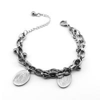 Titanium Steel Bracelet, polished, Double Layer & fashion jewelry & for woman, silver color, 12mmx17mm 