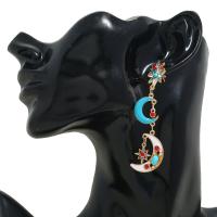 boucle d'oreille de goutte en Zinc Alloy et Émail  , alliage de zinc, Placage, bijoux de mode & pour femme & émail & avec strass, multicolore Vendu par lot