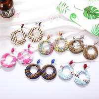 Straw Drop Earring, with Zinc Alloy, handmade, random style & fashion jewelry & for woman, mixed colors 