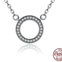 Cúbicos circón Micro pavimenta collar de plata Esterlinas, Plata de ley 925, Donut, chapado, micro arcilla de zirconia cúbica & para mujer, 12x12mm, longitud:aproximado 17.7 Inch, Vendido por Sarta