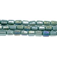 Plating Porzellan Bead, Rechteck, blau, 13x10mm, Bohrung:ca. 2.5mm, verkauft von PC