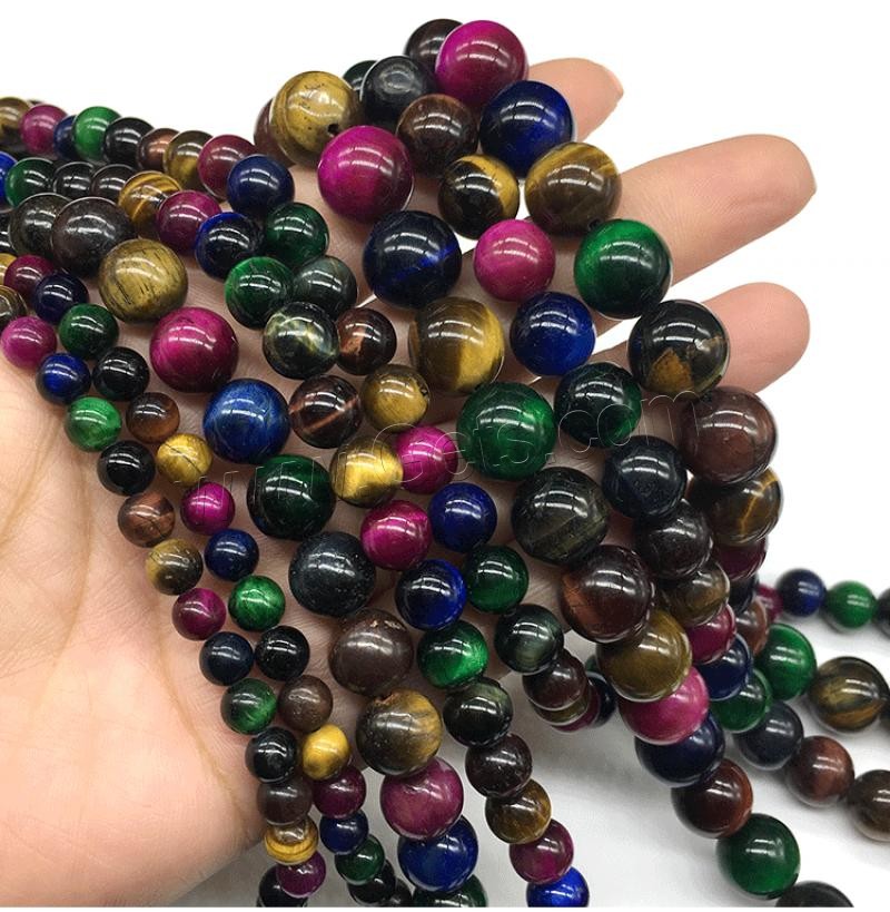 Tiger Eye Beads, Round, polished, different size for choice, multi-colored, Hole:Approx 1mm, Sold By Strand