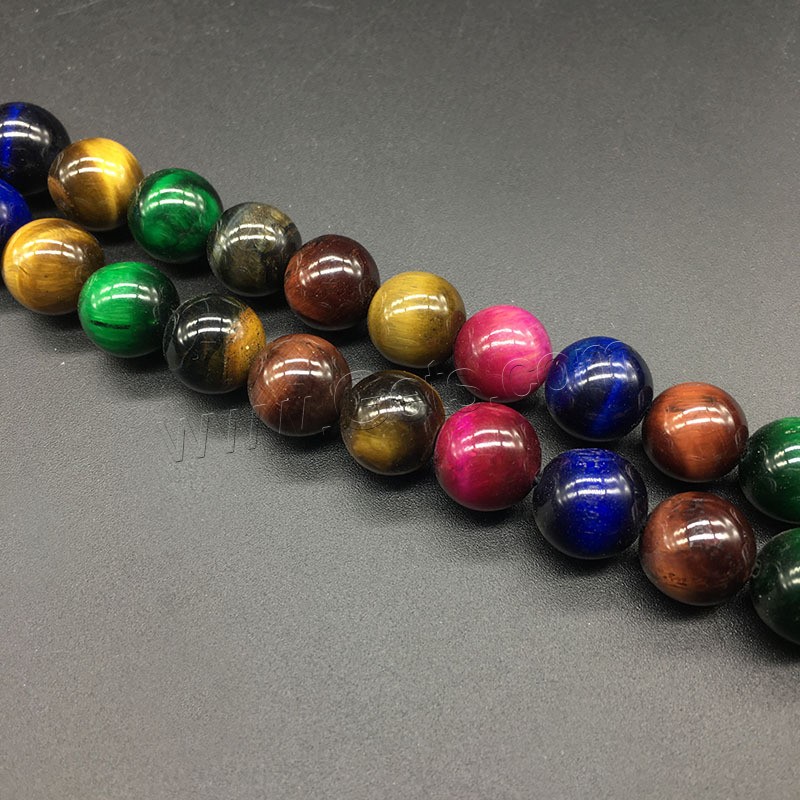 Tiger Eye Beads, Round, polished, different size for choice, multi-colored, Hole:Approx 1mm, Sold By Strand