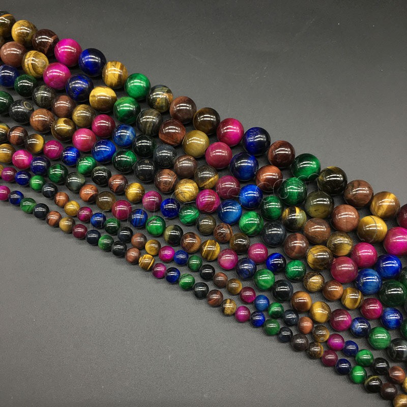 Tiger Eye Beads, Round, polished, different size for choice, multi-colored, Hole:Approx 1mm, Sold By Strand