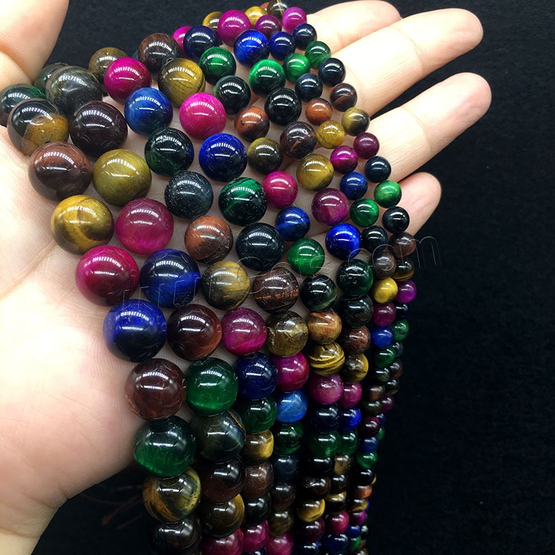 Tiger Eye Beads, Round, polished, different size for choice, multi-colored, Hole:Approx 1mm, Sold By Strand