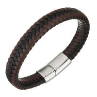 Edelstahl Armbänder, mit PU Leder, Modeschmuck & unisex, originale Farbe, 12mm,30x14mm, Länge:ca. 8.5 ZollInch, verkauft von Strang