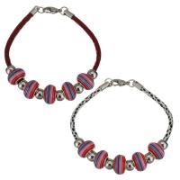 Edelstahl Armbänder, mit Acryl, verschiedene Stile für Wahl & für Frau, originale Farbe, 8.5x14mm,4mm, Länge:ca. 8 ZollInch, verkauft von Strang