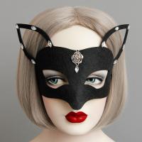 Feutre Masque, avec strass de résine, renard, Réutilisables & Bijoux d'Halloween & pour femme, noire Vendu par PC