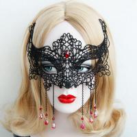 lacet Masque, avec strass de résine, Réutilisables & Bijoux d'Halloween & pour femme, noire Vendu par PC