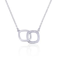 Zircon cubique Micro Pave collier en argent sterling, Argent sterling 925, avec 50mm chaînes de rallonge, Plaqué de platine, pavé de micro zircon & pour femme, 11.5 Environ 16.5 pouce, Vendu par brin