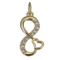 Cubic Zirconia Micro Pave Brass Pendant, Infinity, gold color plated, micro pave cubic zirconia Approx 4mm 