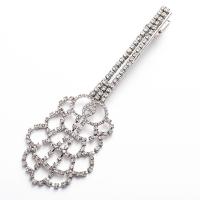 Clips de pico, aleación de zinc, con rhinestone de acrílico, Flor, chapado en color de plata, para mujer & con diamantes de imitación, claro, 146x48mm, Vendido por UD