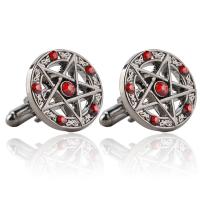 Zinc Alloy Cufflinks, gun black plated, Unisex & with rhinestone & hollow 20mm 