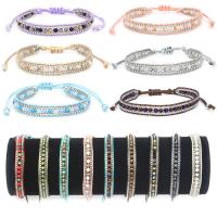 Pulseras de Cristal, con cordón de algodón, Ajustable & Joyería & para mujer, más colores para la opción, 14+7cm, Vendido por UD