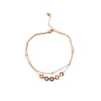 Partículas de acero pulsera tobillera, con diamantes de imitación, Doble capa & Joyería & para mujer & con diamantes de imitación, 21.3+3.4cm,1.3x3.9cm, Vendido por UD