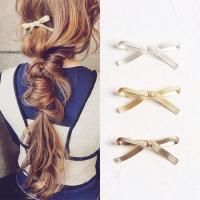 Hair Barrettes, Zinc Alloy, Bowknot, fashion jewelry & for woman 6.5cmx3cm 