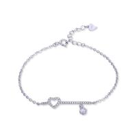 Cubic zirconia pavimenta la pulsera de plata de ley, Plata de ley 925, pulido, Joyería & micro arcilla de zirconia cúbica & para mujer, 1mmuff0c3mm, longitud:aproximado 6.2 Inch, Vendido por Sarta