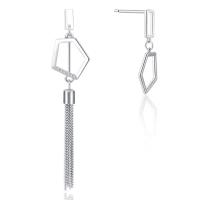 Plata de ley 925 Pendientes asimétricos, chapado en platina real, con ganancia de plástico & para mujer & con diamantes de imitación, 13.2x27.3mmuff0c13.2x59.5mm, Vendido por Par