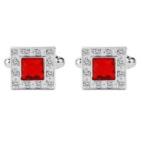 Zinc Alloy Cufflinks, Square, silver color plated, Unisex & with rhinestone 