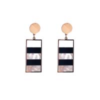 Boucles d'oreilles en acier titane, avec Acrylique, rectangle, bijoux de mode & pour femme, 4.5cmx1.5cm, Vendu par paire