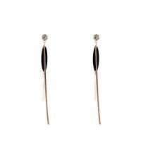 Boucles d'oreilles en acier titane, avec strass, bijoux de mode & pour femme, 9cmx0.6cm, Vendu par paire