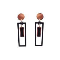 Boucles d'oreilles en acier titane, rectangle, Écrou d’oreille en acier inoxydable & bijoux de mode & pour femme, 5cmx2cm, Vendu par paire