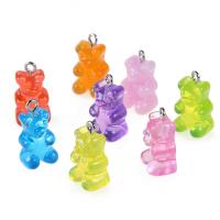 Animal Resin Pendant, Bear, plated, DIY, mixed colors, 17*11mm 