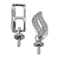 clip de cheville en laiton, Plaqué de platine, pavé de micro zircon, 16mm 1mm Environ Vendu par PC