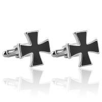 Zinc Alloy Cufflinks, Cross, silver color plated, Unisex & enamel 