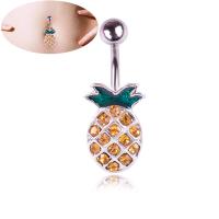 Edelstahl Bauch Ring, mit Zinklegierung, Ananas, Modeschmuck & für Frau & mit Strass, verkauft von PC