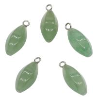 Aventurina verde colgante, con metal, chapado en color de platina, Joyería & Bricolaje, verde, 19.5*8.5mm, agujero:aproximado 1.8mm, 5PCs/Bolsa, Vendido por Bolsa