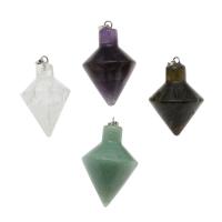 Gemstone Pendantifs en laiton, pierre gemme, avec laiton, Placage de couleur platine, envoyé au hasard & normes différentes pour le choix Environ 3*5mm, Vendu par PC