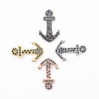 Cubic Zirconia Micro Pave Brass Pendant, Anchor, plated, micro pave cubic zirconia Approx 1mm 