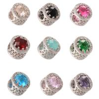 Abalorios de Europeo de latón con diamantes de imitación, metal, chapado en color de plata, más colores para la opción, 12x11mm, agujero:aproximado 5mm, 2PCs/Grupo, Vendido por Grupo