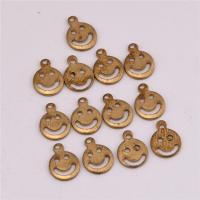 Hollow Brass Pendants, Smiling Face, original color, 6mm Approx 1mm 