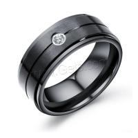 Fingerring Edelstahl-Mann, Edelstahl, Modeschmuck & für den Menschen & mit Strass, schwarz, 8mm, verkauft von PC