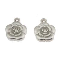 Edelstahl Blume Anhänger, Rose, originale Farbe, 19x16x3.3mm, Bohrung:ca. 2mm, 300PCs/Tasche, verkauft von Tasche