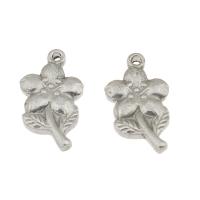 Edelstahl Blume Anhänger, originale Farbe, 19x11x3mm, Bohrung:ca. 1.5mm, 300PCs/Tasche, verkauft von Tasche