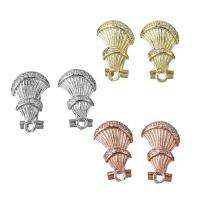 Brass Earring Stud Component, plated, with loop & micro pave cubic zirconia 0.75mm 