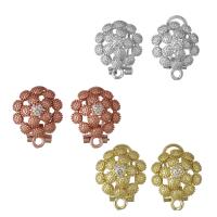 Brass Earring Stud Component, plated, with loop & micro pave cubic zirconia 0.75mm Approx 2mm 