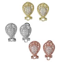 Brass Earring Stud Component, plated, with loop & micro pave cubic zirconia 0.75mm Approx 2mm 