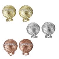 Brass Earring Stud Component, plated, with loop & micro pave cubic zirconia 0.75mm Approx 2mm 