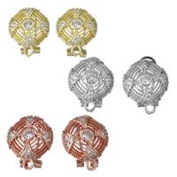 Brass Earring Stud Component, plated, with loop & micro pave cubic zirconia 0.75mm Approx 2mm 