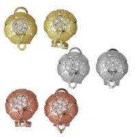 Brass Earring Stud Component, plated, with loop & micro pave cubic zirconia 0.75mm Approx 2mm 