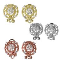 Brass Earring Stud Component, plated, with loop & micro pave cubic zirconia 0.75mm Approx 2mm 