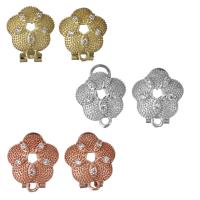 Brass Earring Stud Component, plated, with loop & micro pave cubic zirconia 0.75mm Approx 2mm 