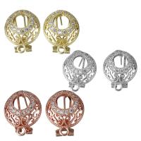 Brass Earring Stud Component, plated, with loop & micro pave cubic zirconia 0.75mm Approx 2mm 